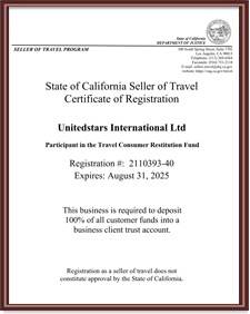 美国加州旅行社特许执照